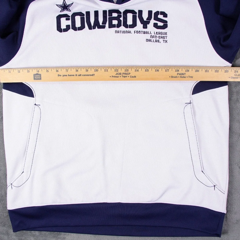 Reebok NFL On Field Dallas Cowboys Hoodie Mens Large White Navy Blue 8438A - Picture 10 of 14